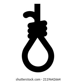 Loop for gallows hangman's noose Rope suicide lynching icon black color vector illustration image flat style simple
