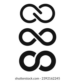 Loop icon, infinity vector symbols set isolated on white background, simple flat illustrations for web design