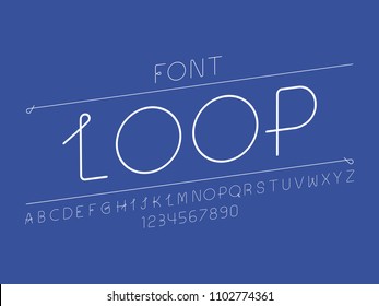 Loop italic font. Vector alphabet letters and numbers. Typeface design. 
