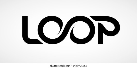 Loop logo. Vector ribbon lettering isolated on white background. RGB. EPS10. Global color