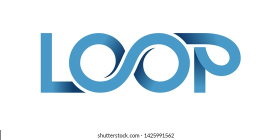 Loop logo. Vector ribbon lettering isolated on white background. RGB. EPS10. Global colors