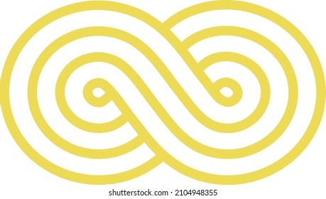 Loop Motion Sign. Infinity Logo. Yellow Line Mobius Shape