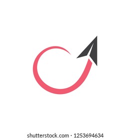 loop paper plane fly symbol vector