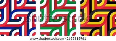 loop pattern of france, italy and belgium flags. stripes background for decoration. vector illustration
