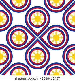 loop pattern of philippines flag. sun background. vector illustration