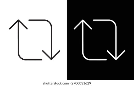 Ícone de repetição de loop - Símbolo de setas de contraste minimalista para mídia, repostagem, sincronização