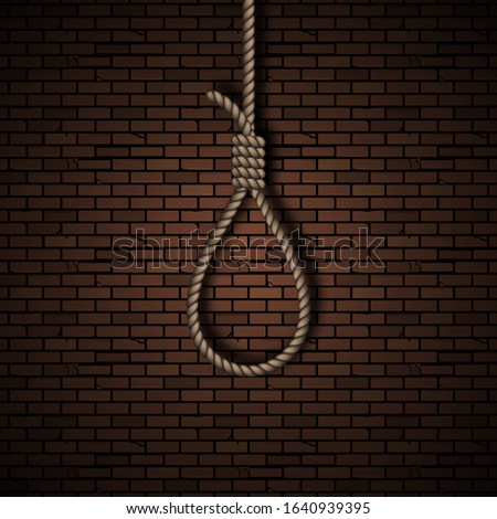 Loop from a rope. The gallows of the tent against the background of a brick wall. Concept of murder.Vector illustration.