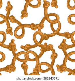 Loop rope seamless pattern. cord and knot ornament. Retro fabric Texture. Hangman background.
