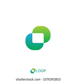 loop square box letter o logo. nature logo concept. vector illustration.