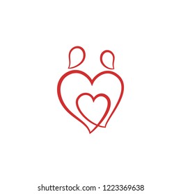 Loop from two hearts. Abstract vector symbol of love. Stylized line logo.