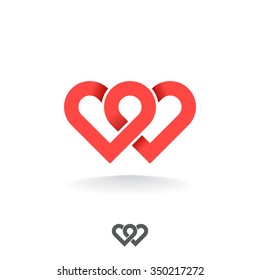 Loop from two hearts. Abstract vector symbol of love.