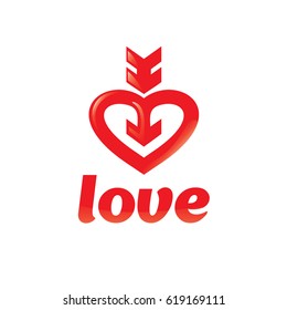 Loop from two hearts. Abstract vector symbol of love.