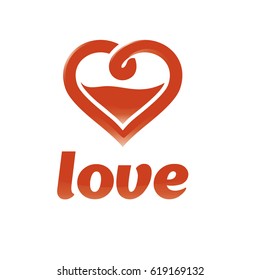 Loop from two hearts. Abstract vector symbol of love.