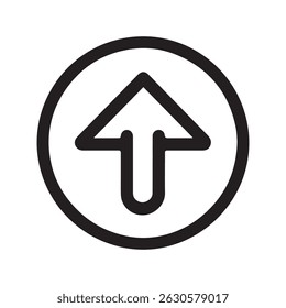 Looped Up Arrow in Circle Silhouette Vector Icon on White
