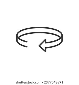 Looped arrow, linear icon. Circle arrow around. Line with editable stroke