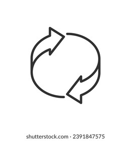 Looped arrows, linear icon. Circular arrow. Line with editable stroke