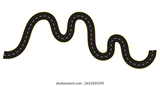 Looped and Curved Road Vector – Black Highway Clipart for Journey and Route Graphics