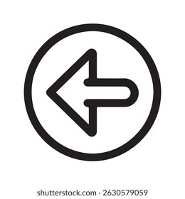 Looped Left Arrow in Circle Silhouette Vector Icon on White