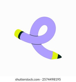Looped Pencil In Flat Vector Illustration Symbolizing Creativity, Design, And Artistic Expression, Isolated On White Background