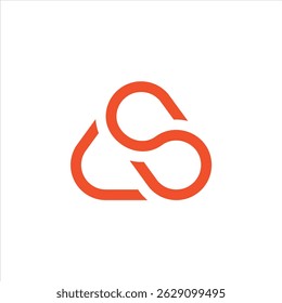 Looped red lines forming abstract triangle logo design