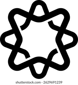 Looped Star intricate red looped star pattern, elegant geometric design.