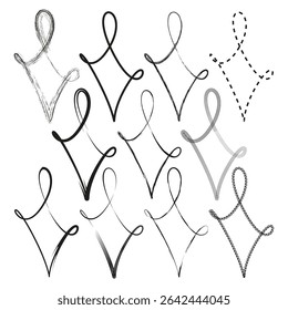Looped swirl strokes. Light calligraphic shapes. Vector graceful curves. White abstract line.
