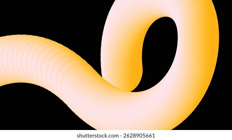 Linha 3D amarela em loop com efeito de gradiente em camadas. Conceito mínimo e futurista para uso digital e visuais tecnológicos.