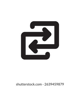 Looping arrow icon: black continuous cycle symbol.