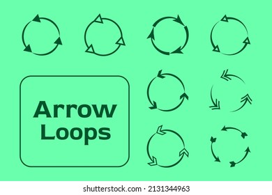 Looping arrows indicating ecology, save the world, recycling materials and garbage for industries.