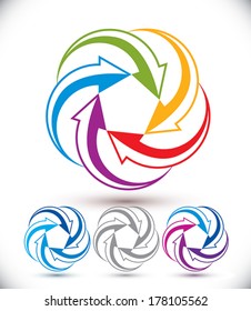 Looping arrows vector abstract symbol, conceptual special made icon set.