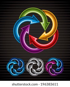 Looping arrows vector abstract symbol, conceptual special made icon set.