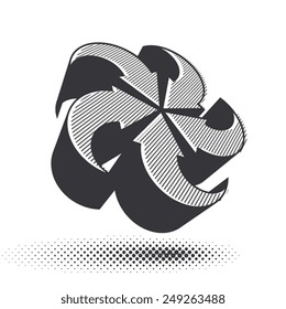Looping arrows vector abstract symbol, conceptual special made 3d single color icon.