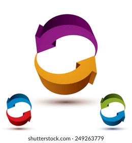 Looping arrows vector abstract symbol, conceptual special made 3d icon set.