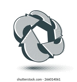Looping arrows vector abstract symbol, conceptual special made 3d single color icon.