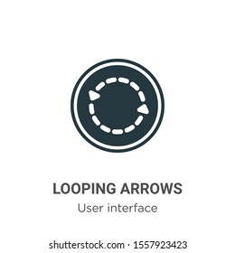 Looping arrows vector icon on white background. Flat vector looping arrows icon symbol sign from modern user interface collection for mobile concept and web apps design.