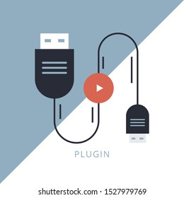 Looping cable with USB and Micro-USB connectors icon. Concept of flat icon