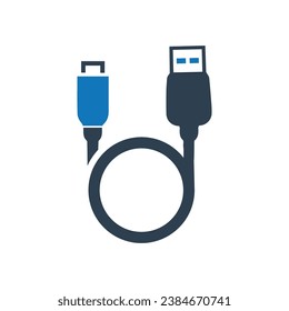 Loopkabel mit USB- und Micro-USB-Anschlüssen Symbol