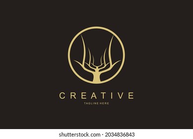 Looping Horn Deer Monogram Logo