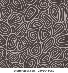 A looping line pattern, repeated across monochromatic shapes, creating visual loops or spirals. Ideal for contemporary projects. 