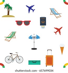 Looping travel seamless background. Flat Vector illustration