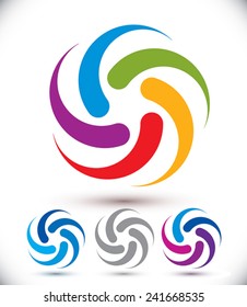 Looping vector abstract symbol, conceptual rotate icon set.
