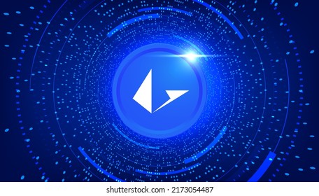 Loopring (LRC) coin banner. LRC coin cryptocurrency concept banner background.