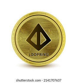 Loopring (LRC) coin isolated on white background. Cryptocurrency blockchain (crypto currency) digital currency, alternative currency 3D Vector illustration. Symbol of business modern gold, money.