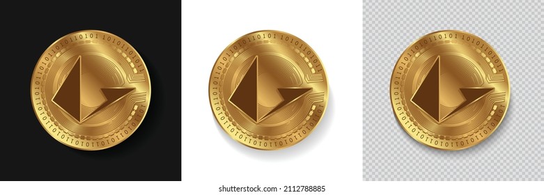Loopring LRC crypto currency logo isolated in dark, white and transparent background vector illustration. Golden coins can be used as stickers, labels, icons, badges and emblems for technology concept