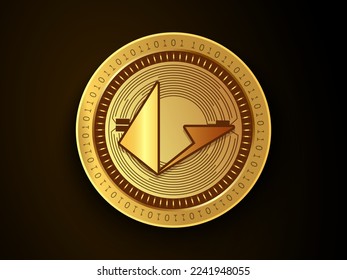 Loopring (LRC) crypto currency symbol and logo on gold coin. Virtual money concept token based on blockchain technology. 