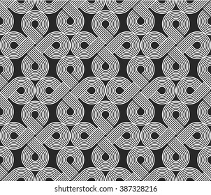 Loops seamless pattern, repeating symmetry ornament, wrapping line circles background, graphic design element