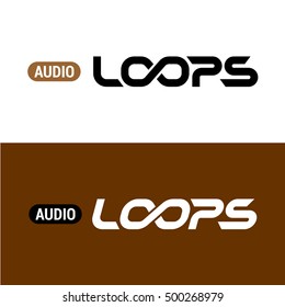 Loops text logo with infinity sign inside. Musical term.