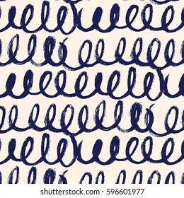 Loops vector dry brush pattern. Blue and pink
