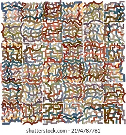 Patrón abstracto suelto, manual, generado a mano alzada, líneas de marcador basadas en textura moderna, conformado por estallidos cortos y superpuestos de franjas coloreadas