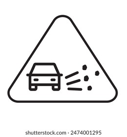 Loose Chippings Roadworks Sign Icon Perfect for Safety and Construction Themes